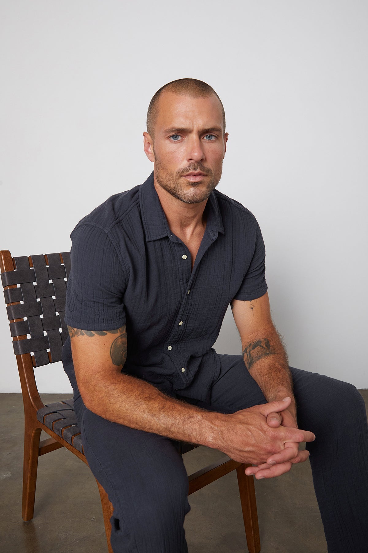 Christian Button Up Shirt in Ink Front with Ryan Pant
