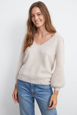 YELENE CASHMERE V-NECK SWEATER - Velvet Staging 2.0