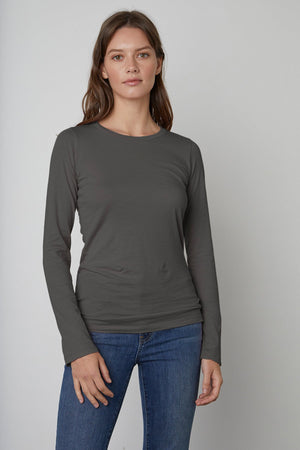 ZOFINA GAUZY WHISPER FITTED CREW NECK TEE - Velvet Staging 2.0