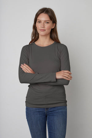 ZOFINA GAUZY WHISPER FITTED CREW NECK TEE - Velvet Staging 2.0