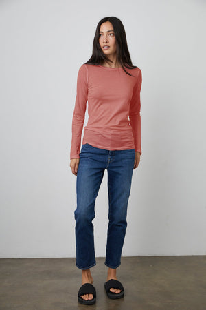 ZOFINA GAUZY WHISPER FITTED CREW NECK TEE - Velvet Staging 2.0