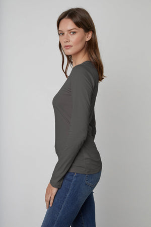 ZOFINA GAUZY WHISPER FITTED CREW NECK TEE - Velvet Staging 2.0